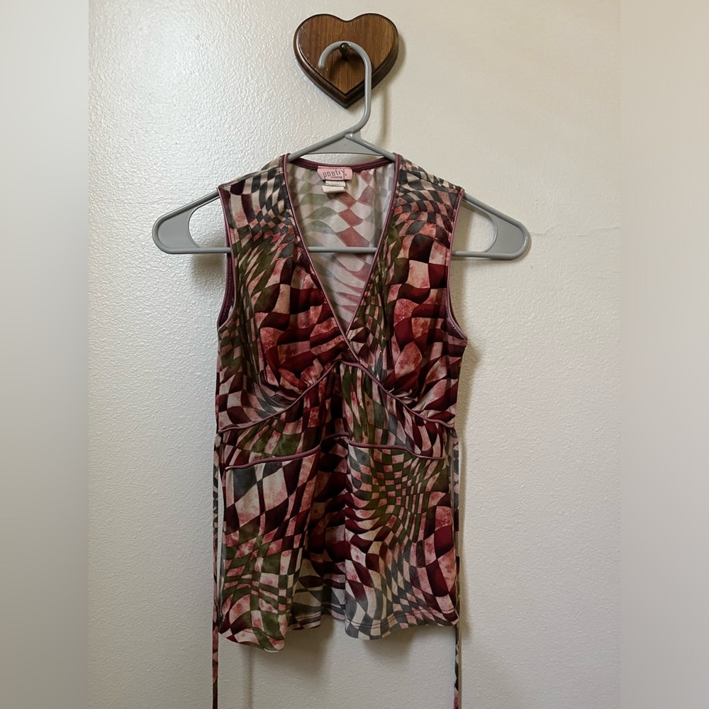 Y2K multi color checkered top size small